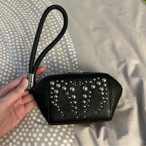 Alexander wang black leather studded clutch wristlet